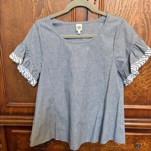 Ivy Jane black Striped Blue Women's Top